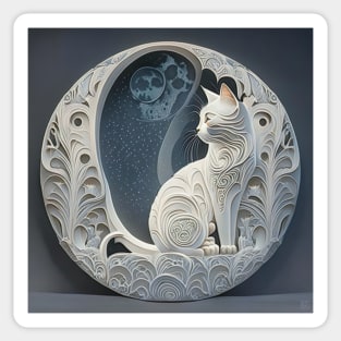 [AI Art] Moon Cat, Art Deco style Sticker